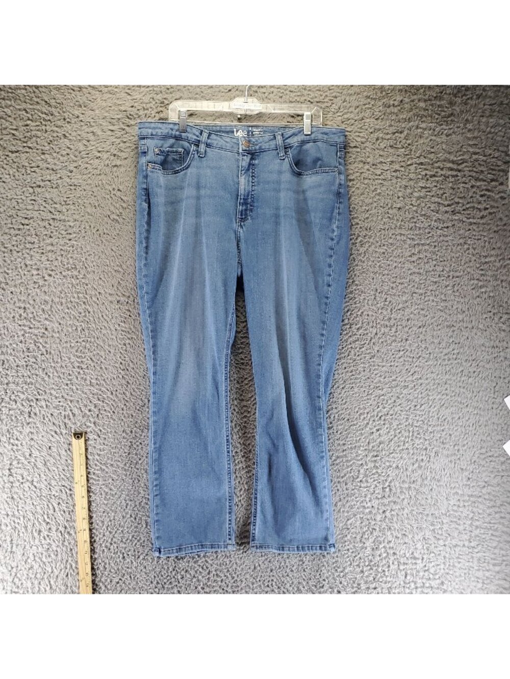 Lee Jeans Womens 18 Blue Regular Fit Straight Leg Mid Rise Denim